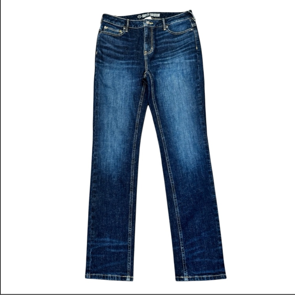 Harley-Davidson Jeans Womens Size 30 Straight Leg Dark Blue Stretch Denim